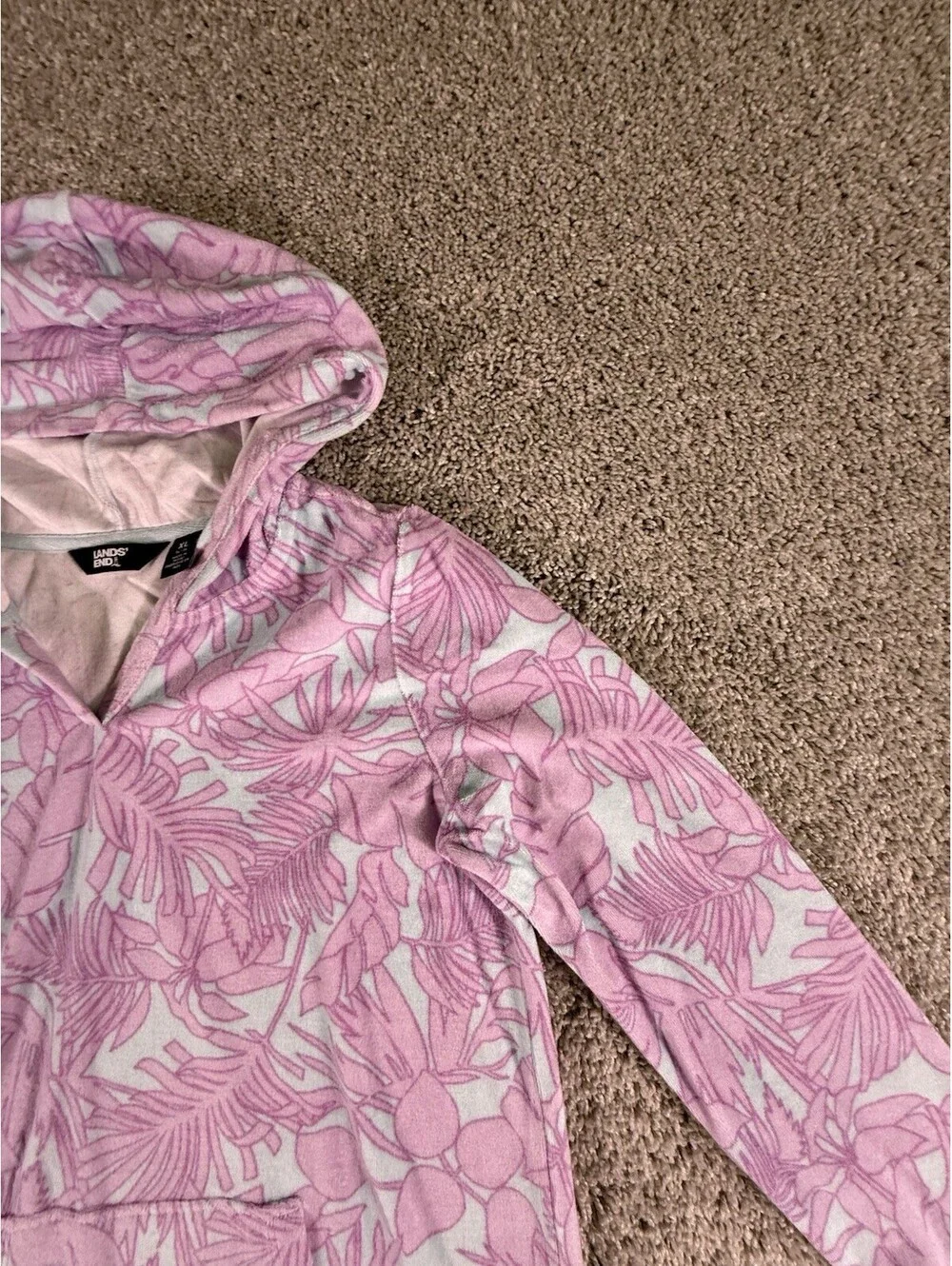 NWOT Lands’ End Girls Cover Up Swimwear Size XL 14-16 Purple Floral Hooded